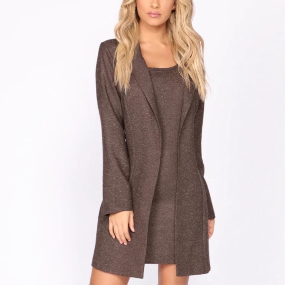Brown longline Blazer & Matching Dress Set